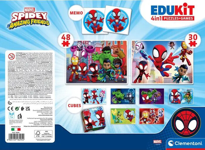Spidey Puslespil Og Vendespil - Edukit 4-I-1 - Clementoni