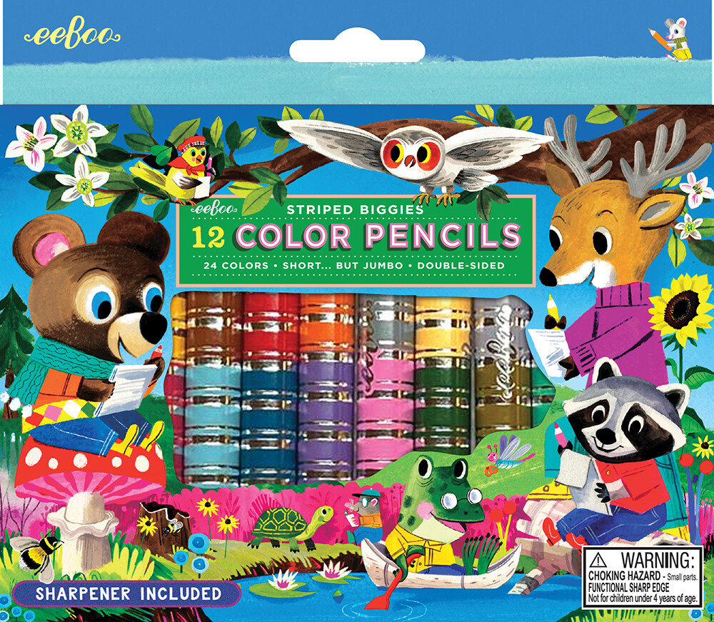 Tykke Farveblyanter - Dobbeltsidet - Skovens Venner - 12 Stk - Eeboo