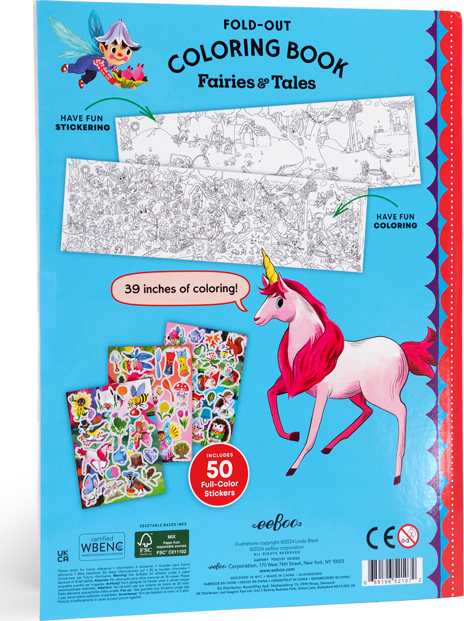 Eeboo - Malebog Med Klistermærker - Fold Ud - Feer Og Eventyr