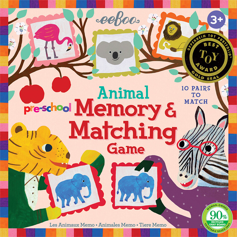 Eeboo - Memory Vendespil - Dyr - 20 Kort