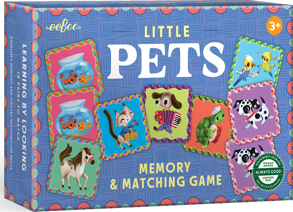 Eeboo - Little Pets Memory Matching Game - Kæledyr Huskespil