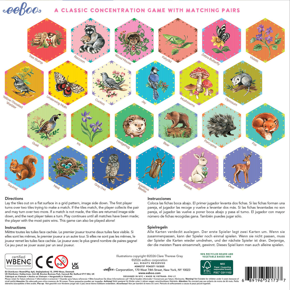 Eeboo - Life In A Meadow - Memory Matching Game - Huskespil