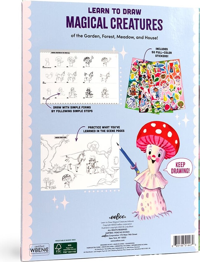 Eeboo - Learn To Draw - Lær At Tegne Bog - Magiske Skabninger