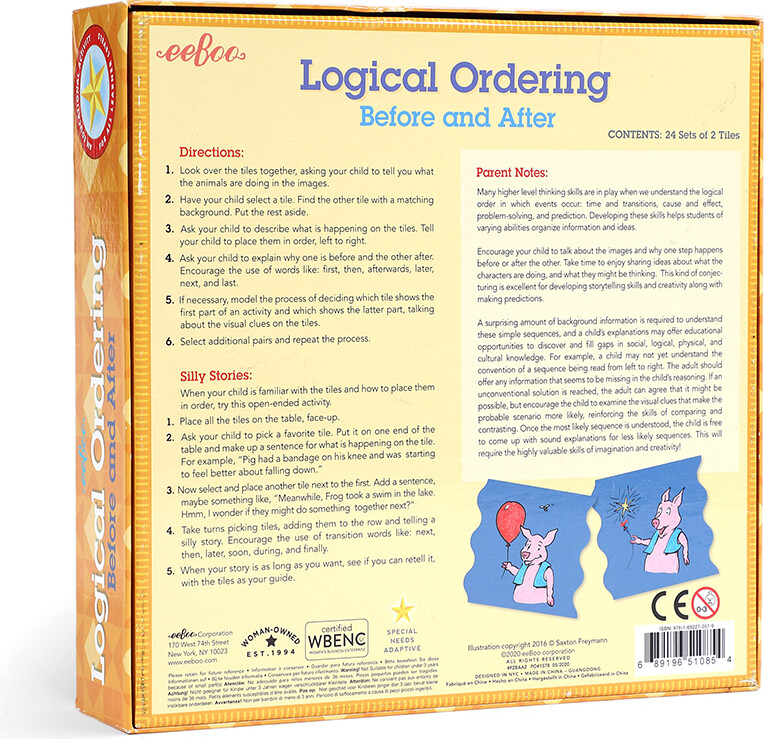 Eeboo - Logik Spil Til Børn - Logisk Rækkefølge - 48 Brikker