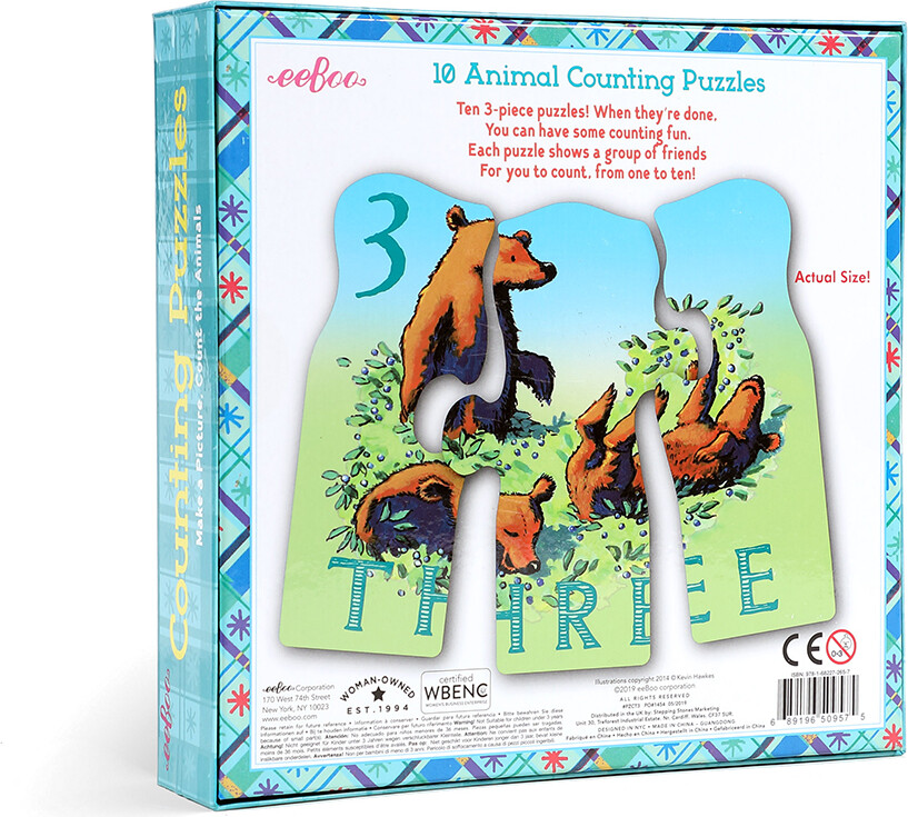 Eeboo - Puslespil Til Børn - Tal På Engelsk - 10X3 Brikker