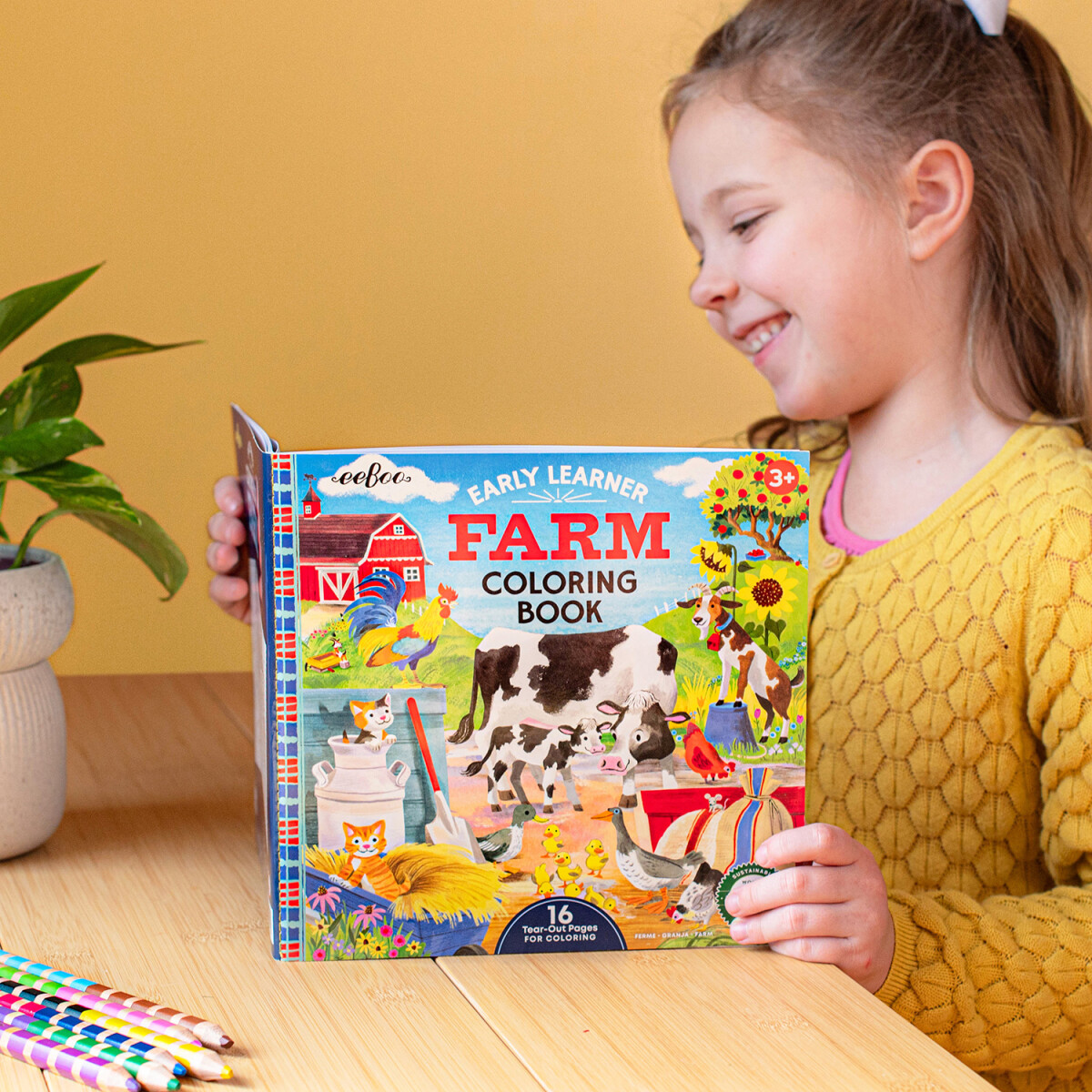 Eeboo - Early Learner Farm Coloring Book - Bondegården Malebog