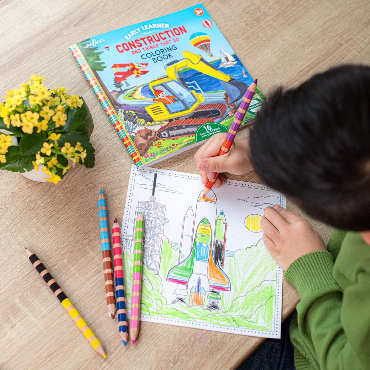 Eeboo - Early Learner Construction Coloring Book - Malebog
