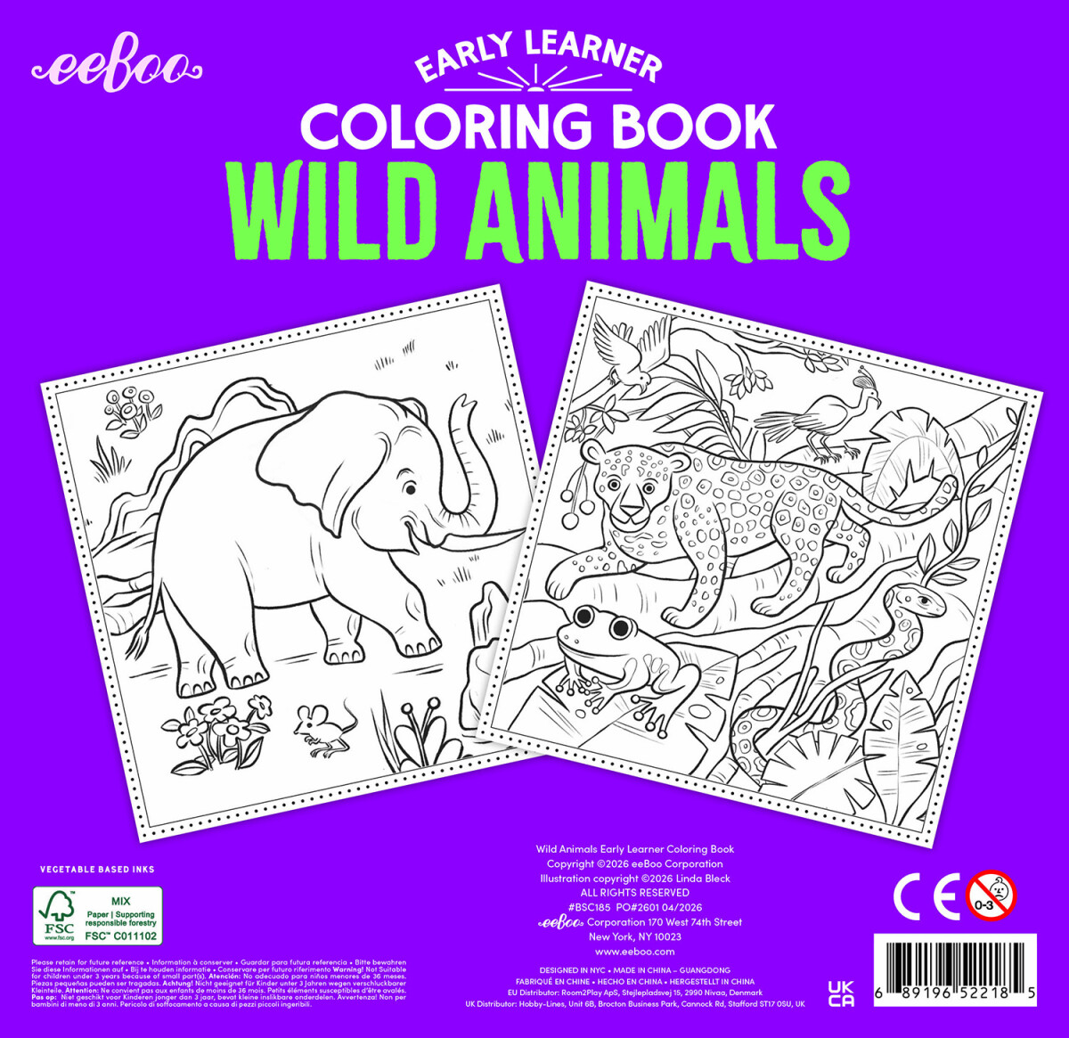 Eeboo - Early Learner Wild Animals Coloring Book - Malebog