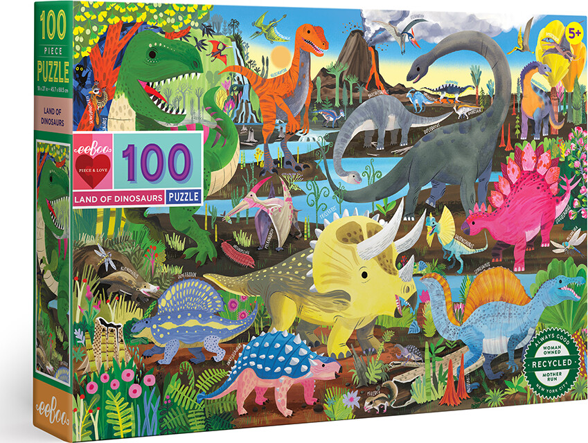 Eeboo Puslespil - Dinosaurernes Land - 100 Brikker