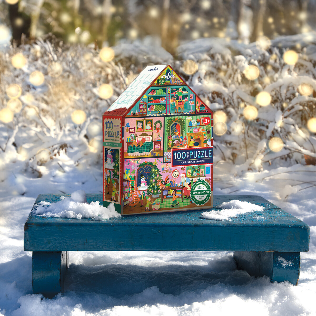 Eeboo - Christmas House 100 Piece Puzzle - Villa Julepuslespil