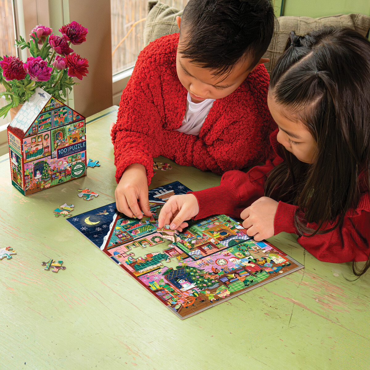 Eeboo - Christmas House 100 Piece Puzzle - Villa Julepuslespil