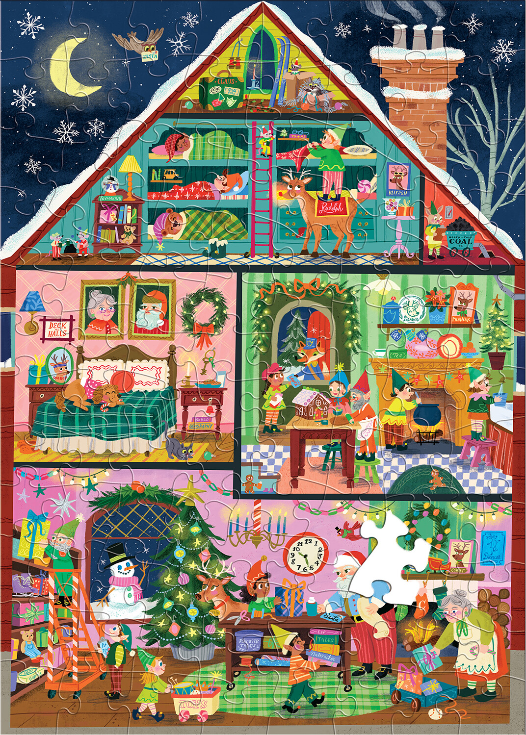Eeboo - Christmas House 100 Piece Puzzle - Villa Julepuslespil