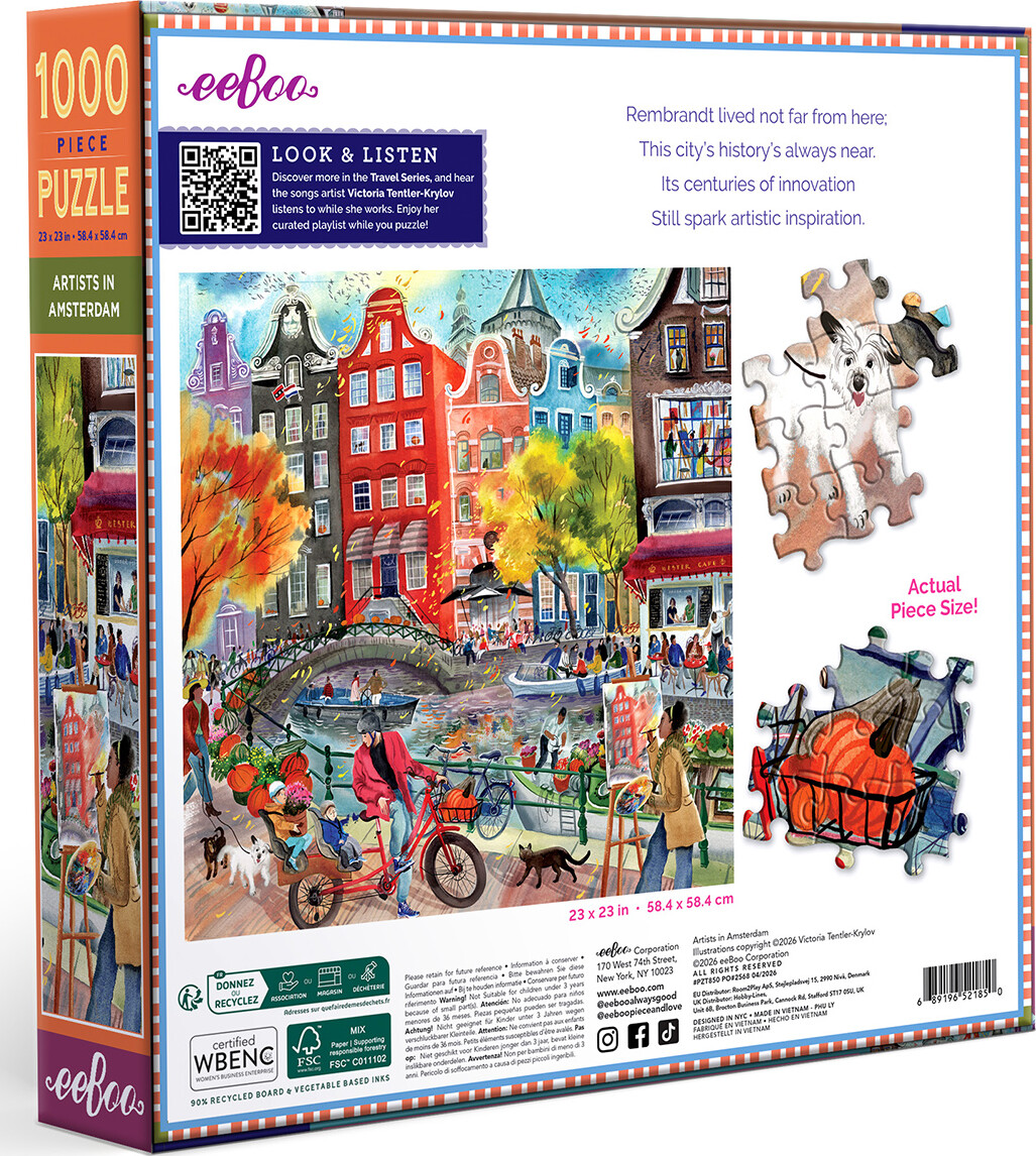 Eeboo - Artists In Amsterdam Puzzle - 1000 Brikker - Puslespil