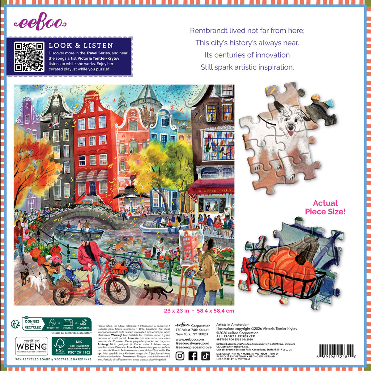 Eeboo - Artists In Amsterdam Puzzle - 1000 Brikker - Puslespil