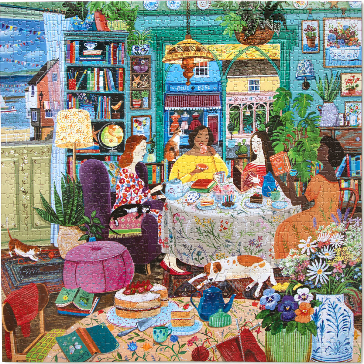 Eeboo - Books Og Tea By The Sea Puzzle - 1000 Brikker - Puslespil