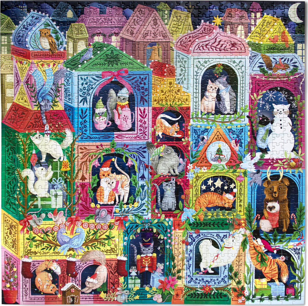 Eeboo - Christmas Cats Puzzle - 1000 Brikker - Puslespil