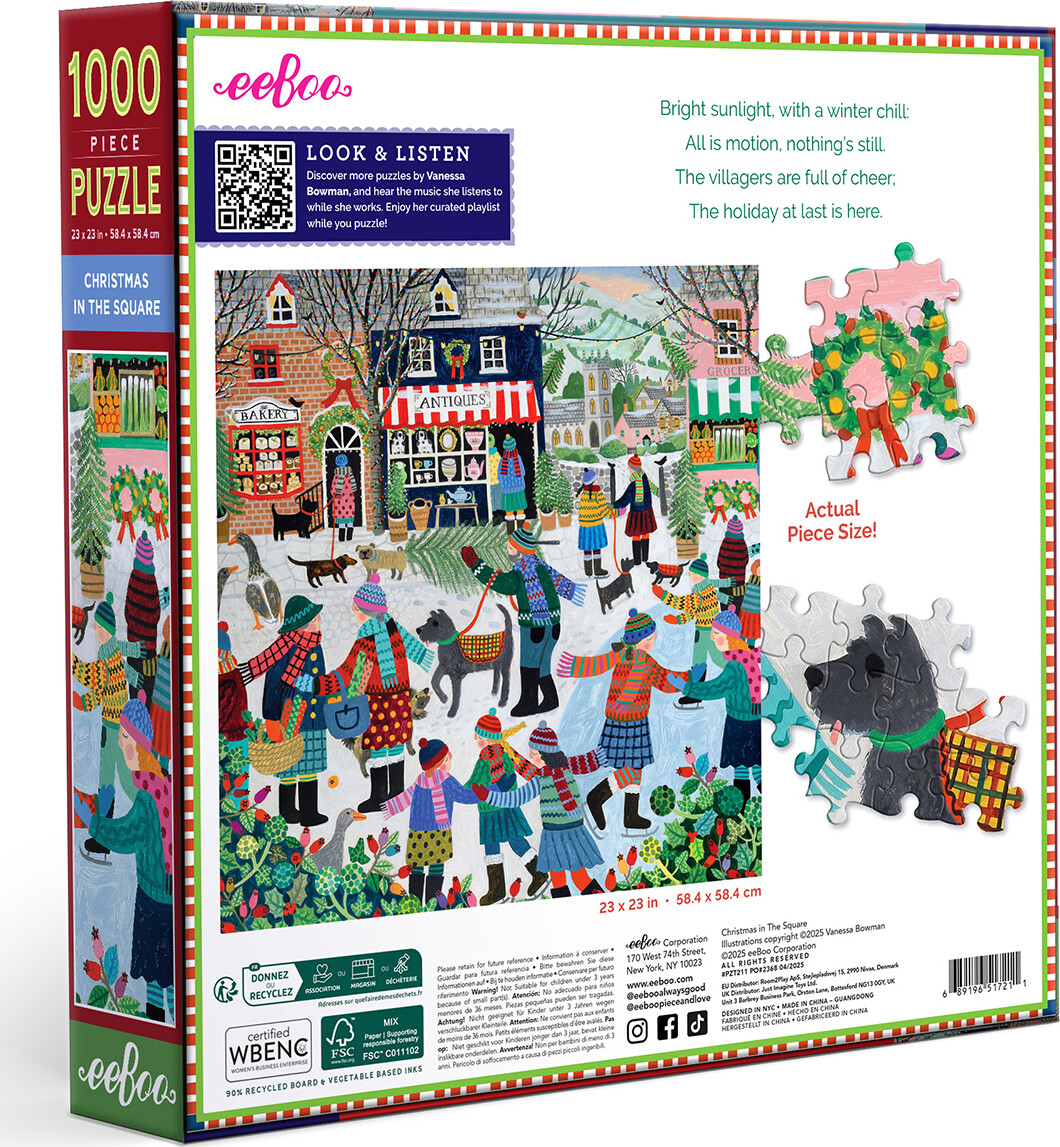 Eeboo Puslespil - Christmas In The Square - 1000 Brikker