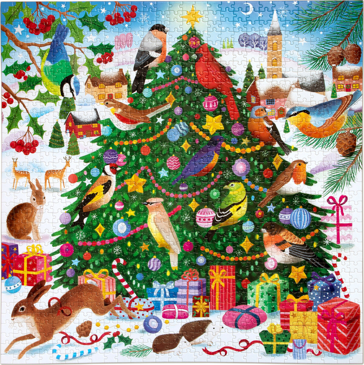 Eeboo Puslespil - Christmas Songbirds - 1000 Brikker