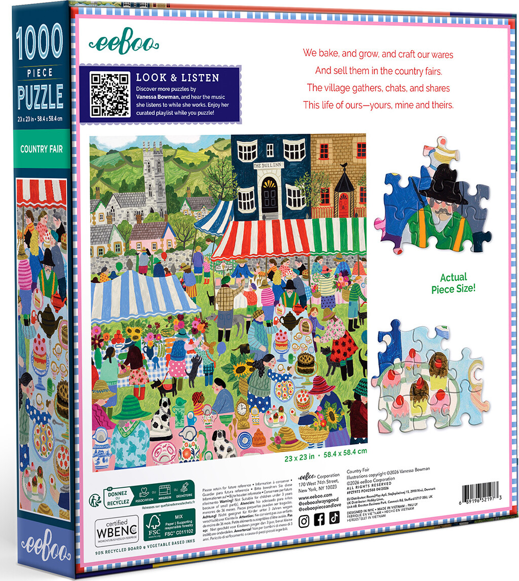 Eeboo - Country Fair Puzzle - 1000 Brikker - Puslespil