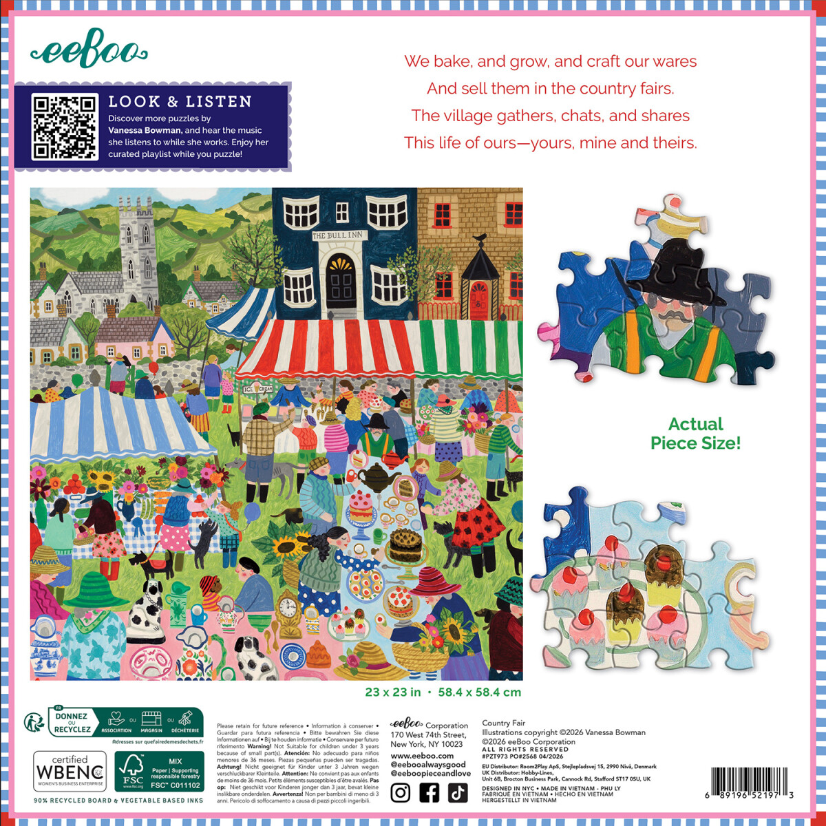 Eeboo - Country Fair Puzzle - 1000 Brikker - Puslespil
