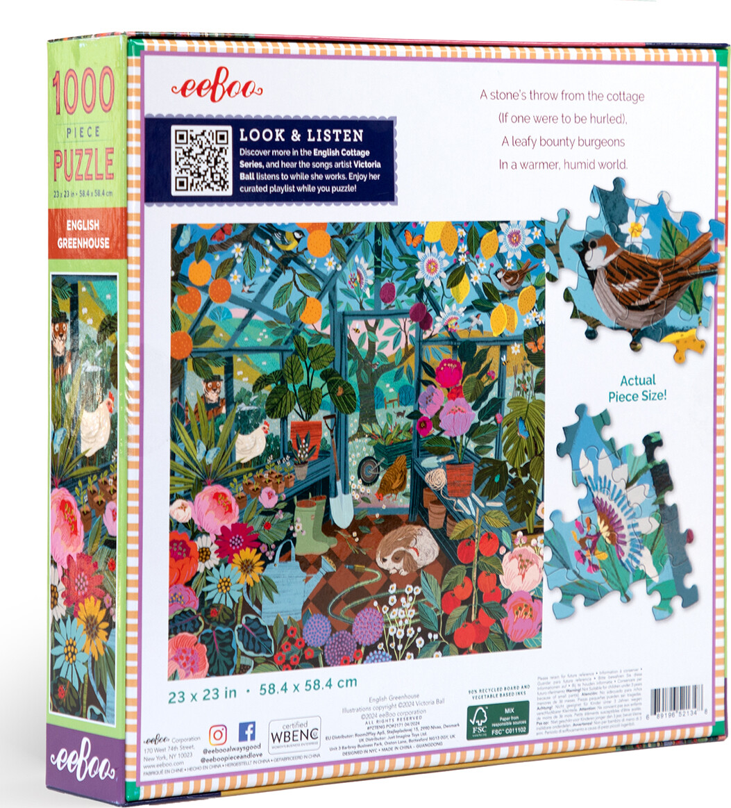 Eeboo Puslespil - 1000 Brikker - English Greenhouse
