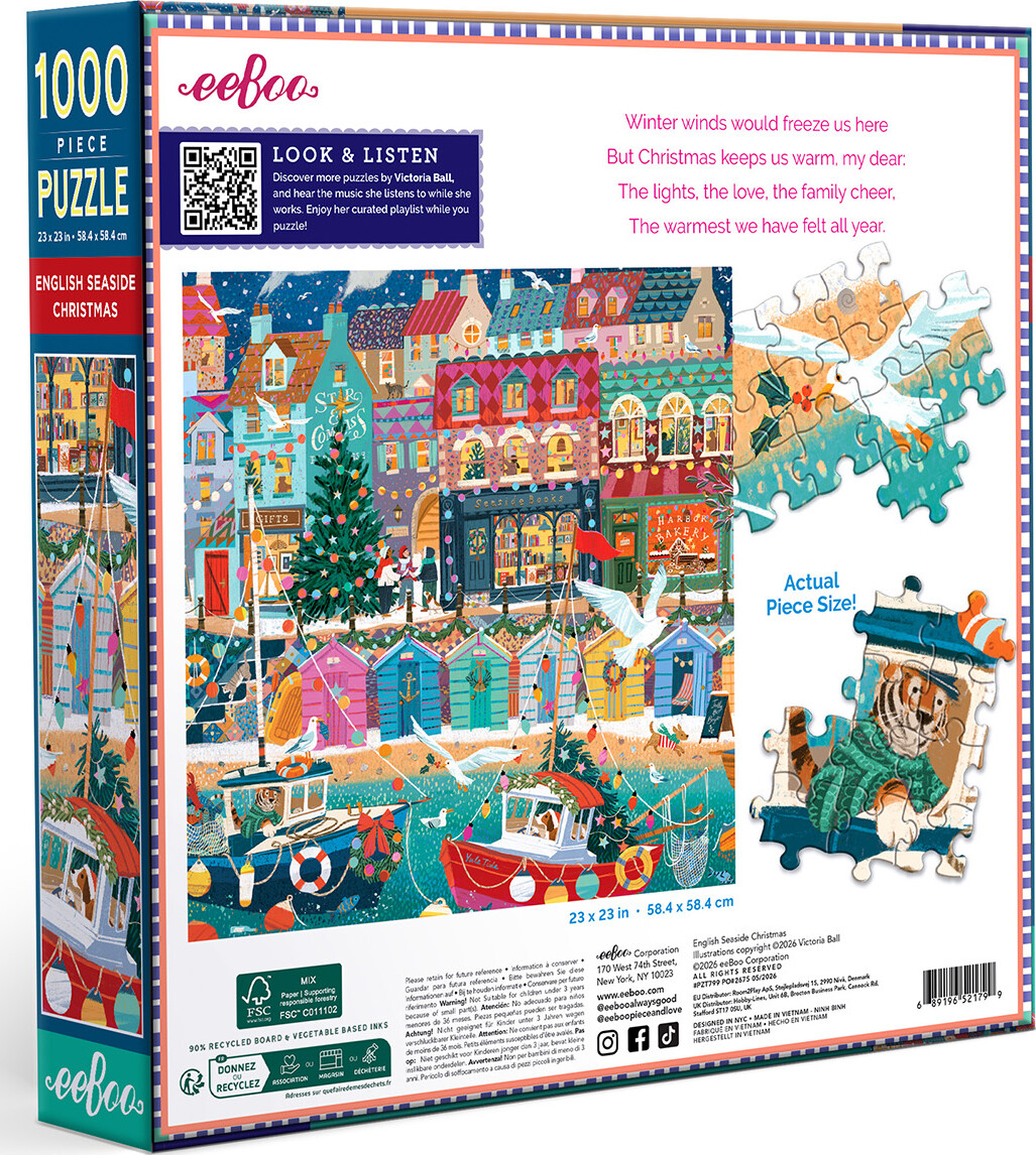 Eeboo - English Seaside Christmas Puzzle - 1000 Brikker
