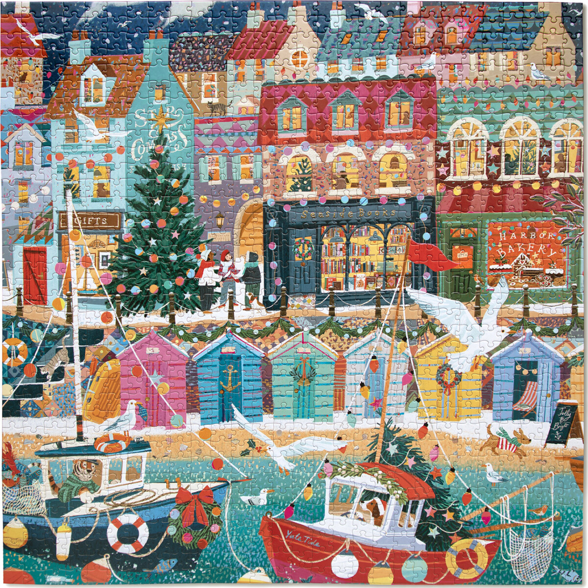 Eeboo - English Seaside Christmas Puzzle - 1000 Brikker