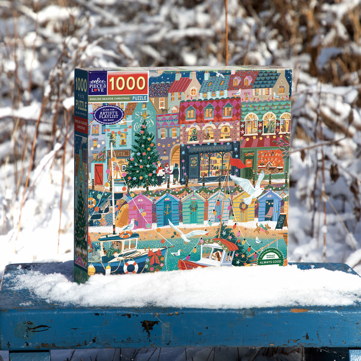 Eeboo - English Seaside Christmas Puzzle - 1000 Brikker