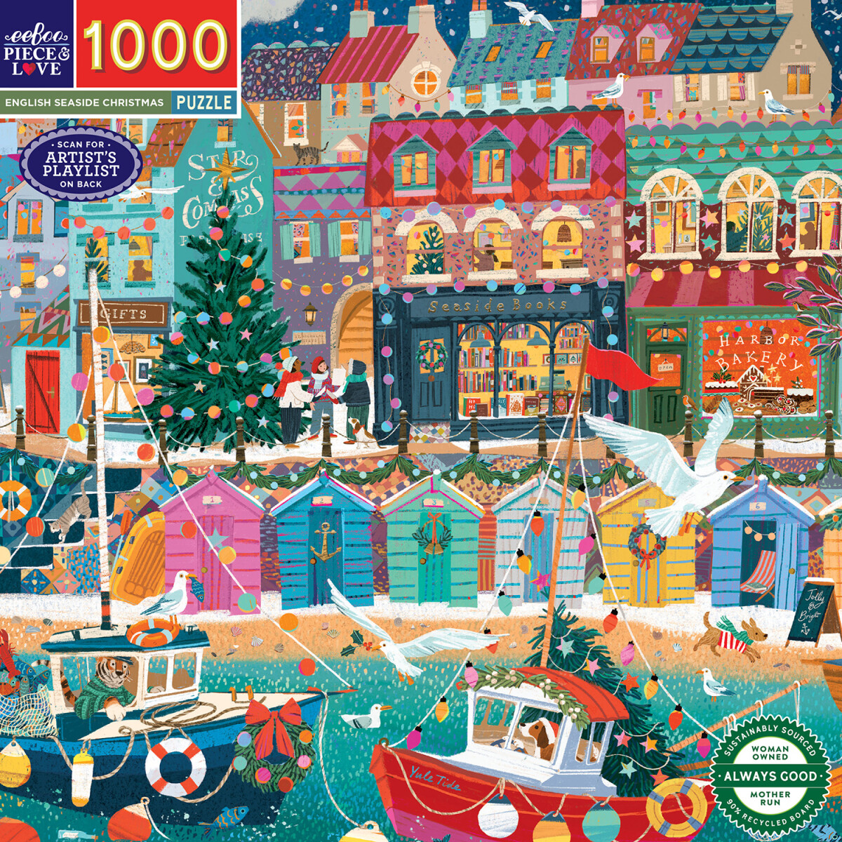 Eeboo - English Seaside Christmas Puzzle - 1000 Brikker