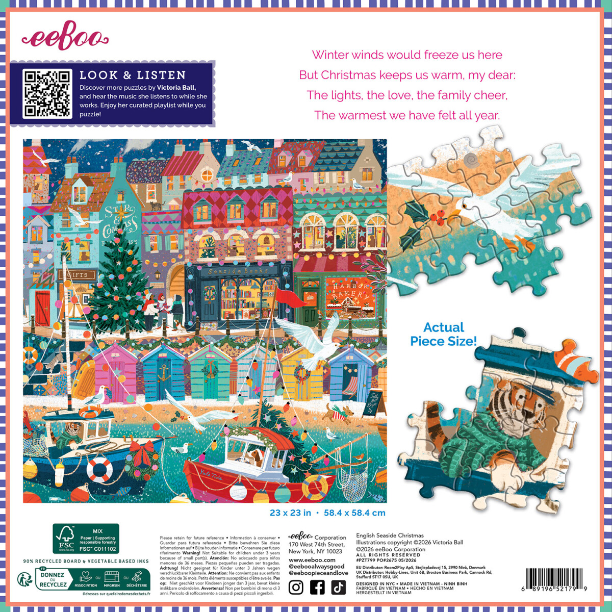 Eeboo - English Seaside Christmas Puzzle - 1000 Brikker
