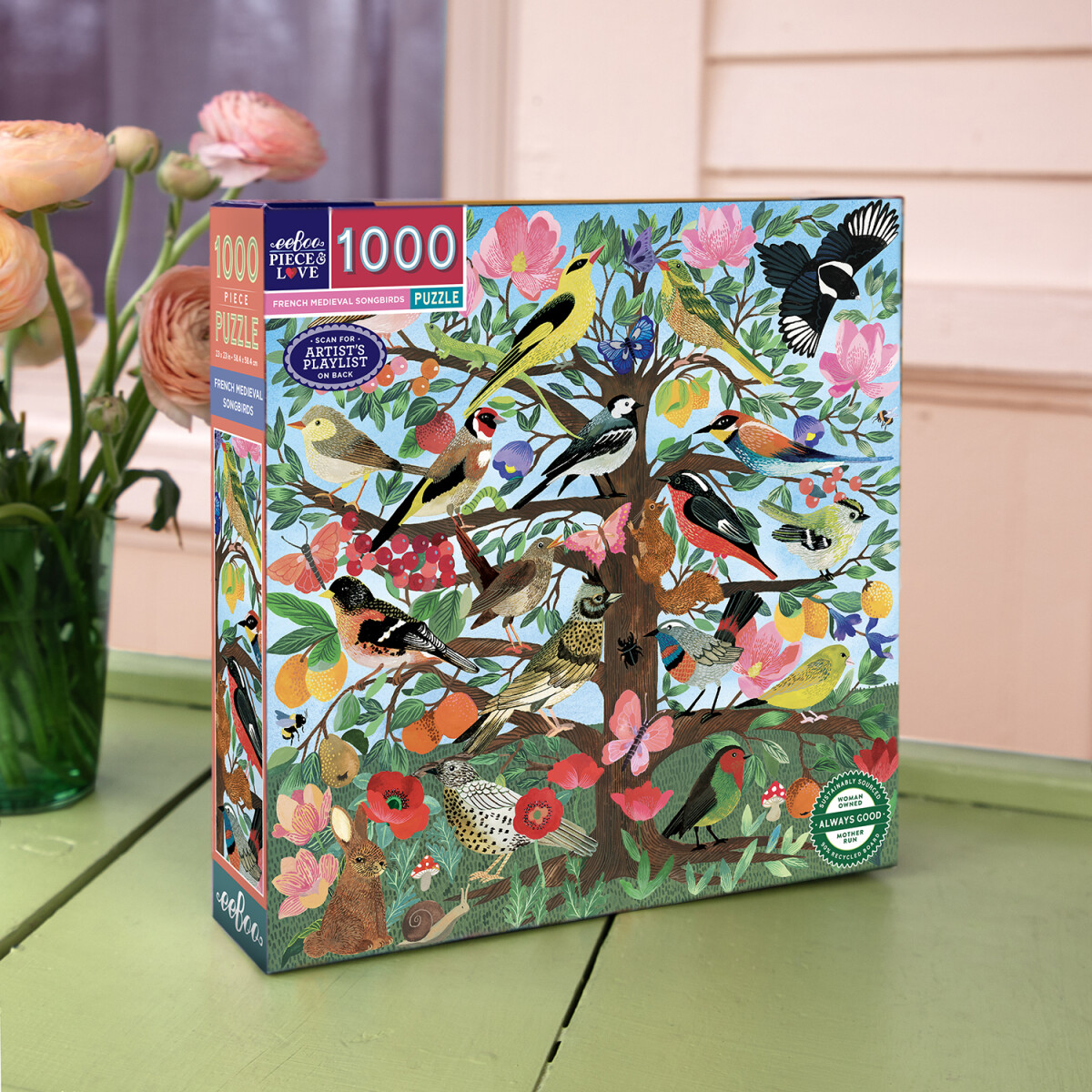 Eeboo - French Medieval Songbirds Puzzle - 1000 Brikker - Puslespil