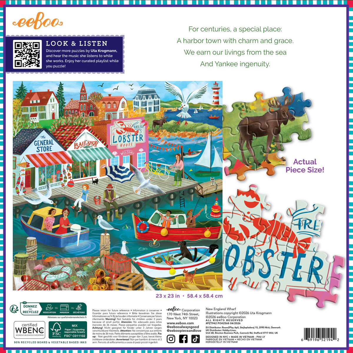Eeboo - New England Wharf Puzzle - 1000 Brikker - Puslespil