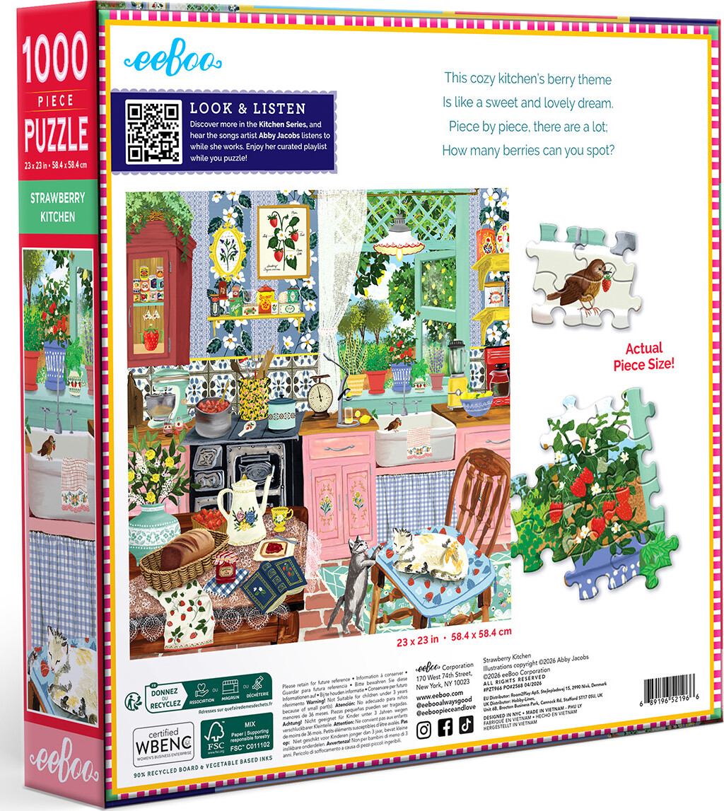 Eeboo - Strawberry Kitchen Puzzle - 1000 Brikker - Puslespil