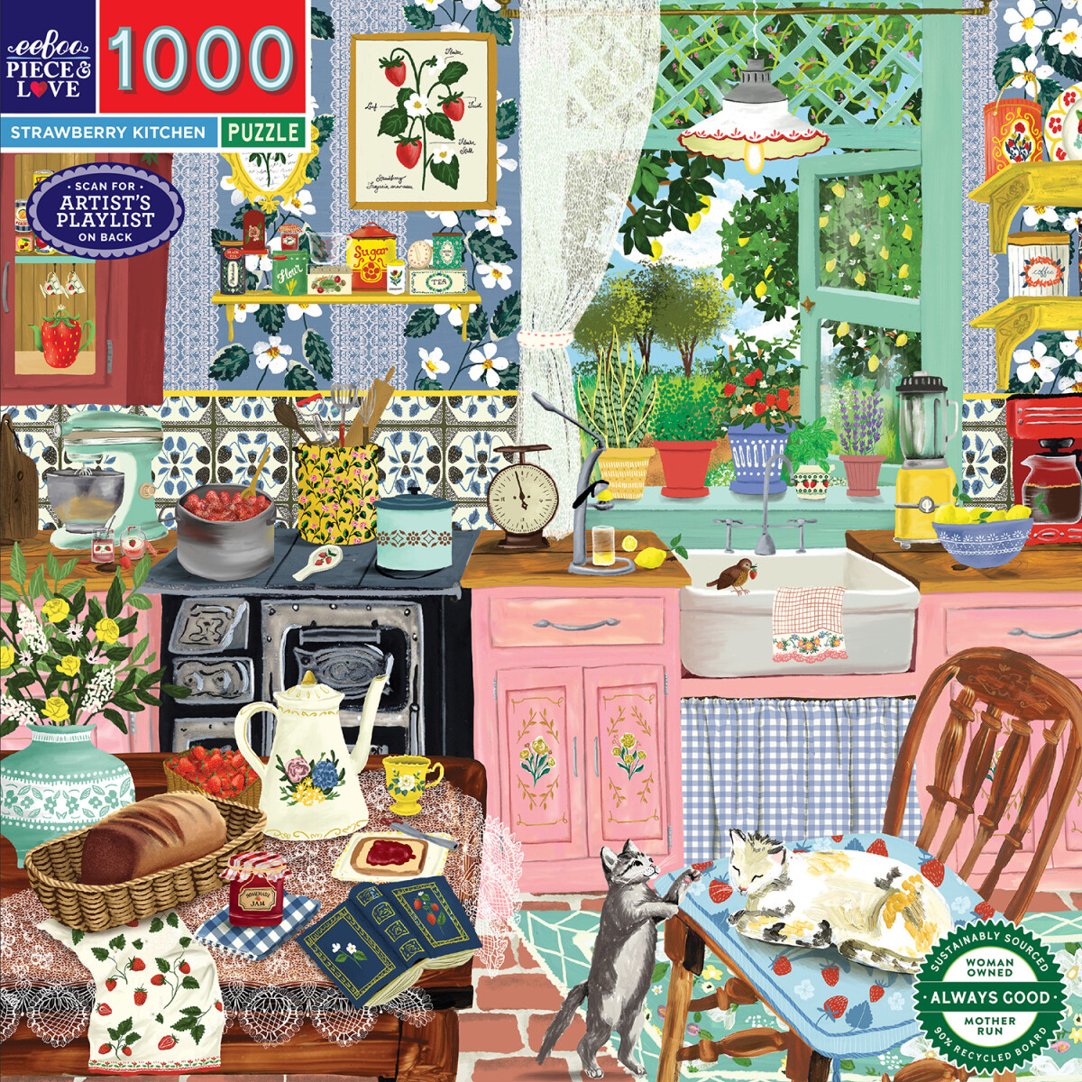 Eeboo - Strawberry Kitchen Puzzle - 1000 Brikker - Puslespil