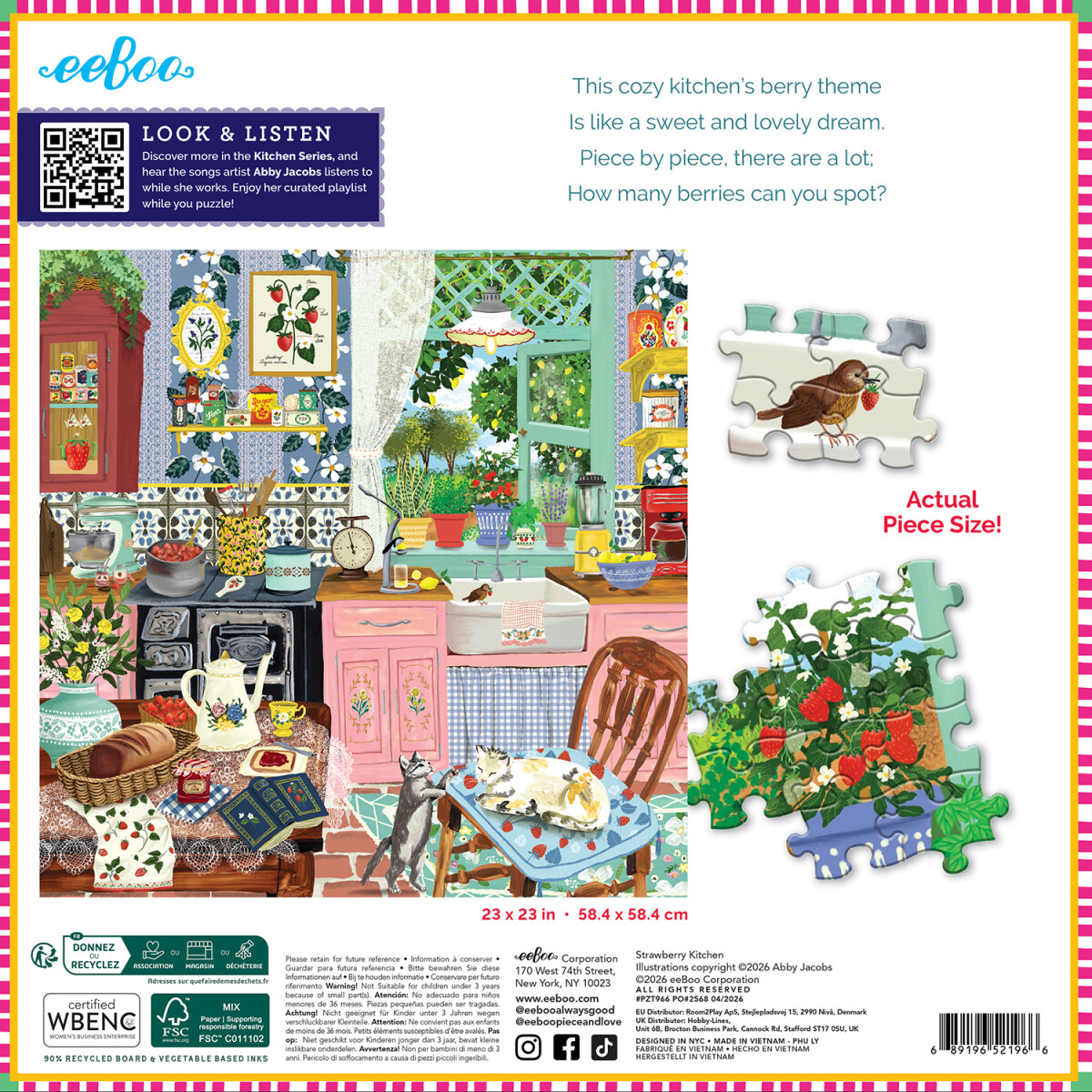 Eeboo - Strawberry Kitchen Puzzle - 1000 Brikker - Puslespil