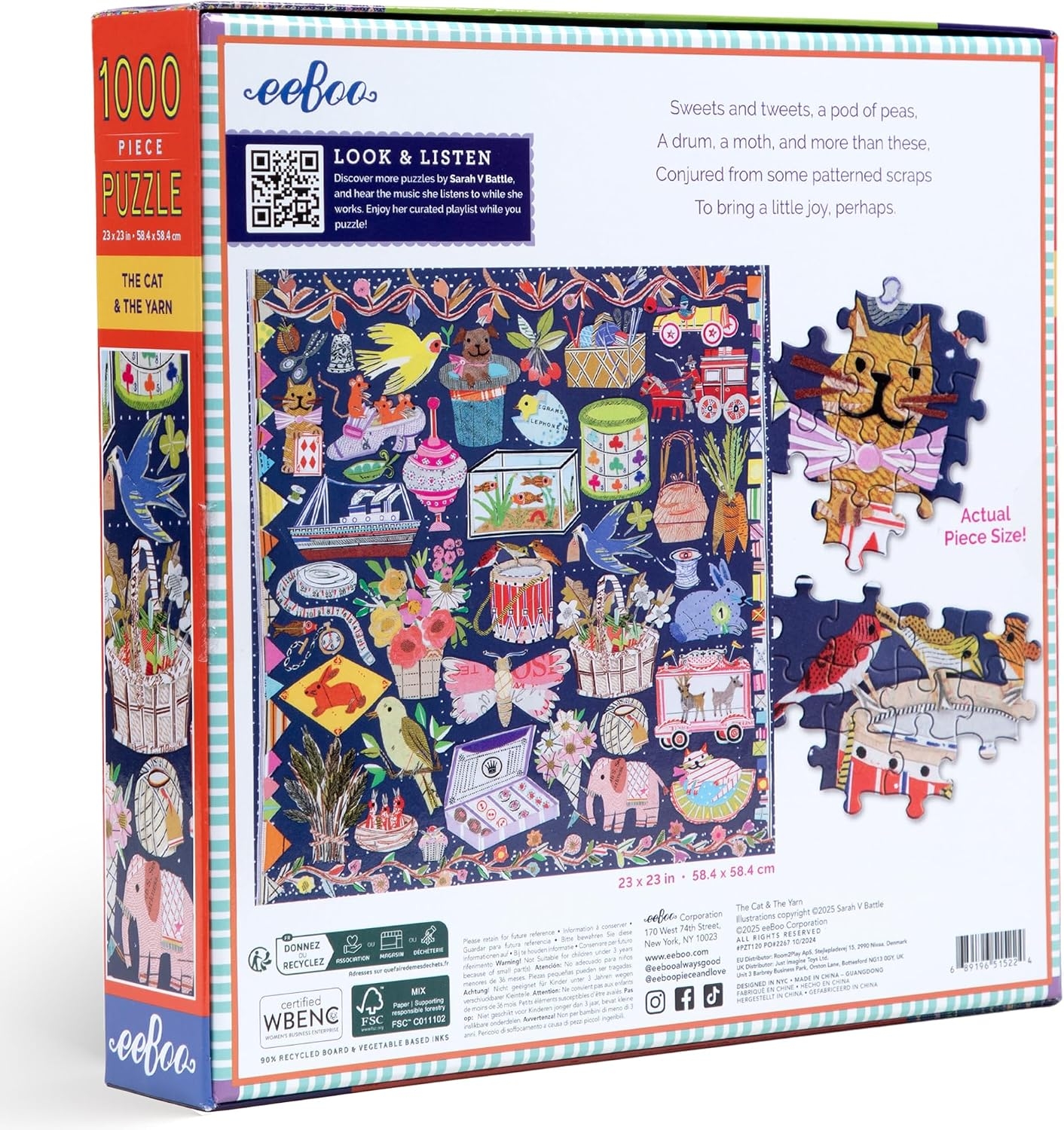 Eeboo Puslespil - 1000 Brikker - The Cat Og The Yarn