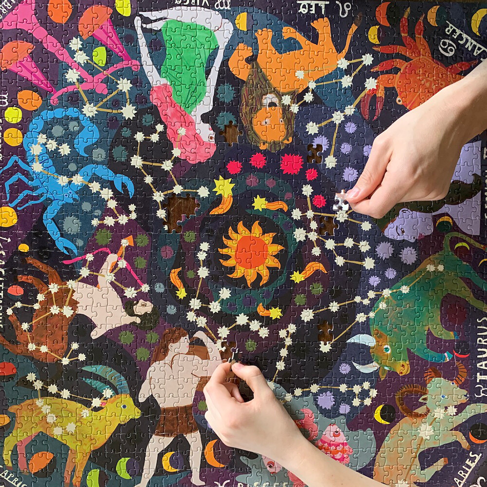 Eeboo Puslespil - 1000 Brikker - Zodiac - Selvlysende