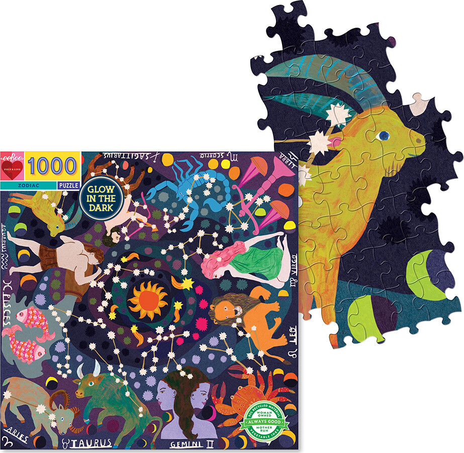 Eeboo Puslespil - 1000 Brikker - Zodiac - Selvlysende