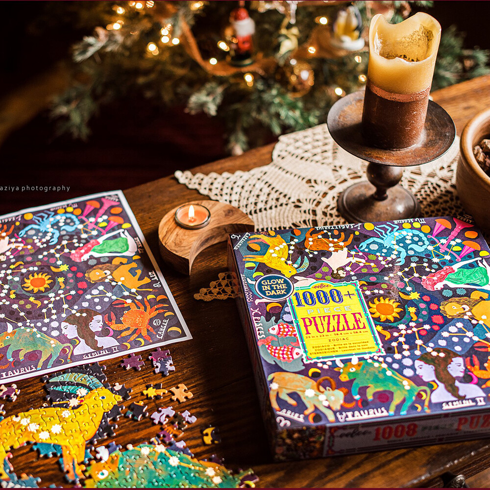 Eeboo Puslespil - 1000 Brikker - Zodiac - Selvlysende