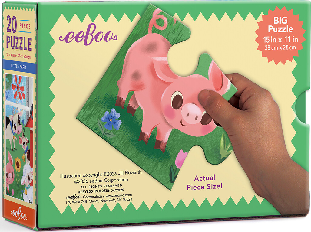 Eeboo - Little Farm - 20 Piece Puzzle - 20 Brikker - Puslespil