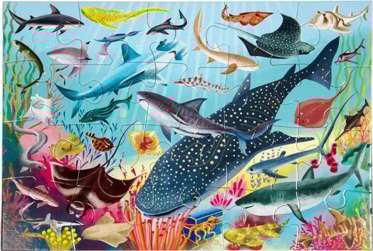 Eeboo Puslespil - Hajer Og Venner - 20 Brikker