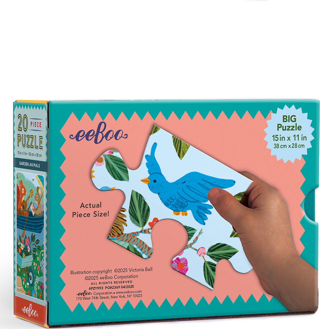 Eeboo - Puslespil - 20 Brikker - Havens Dyr