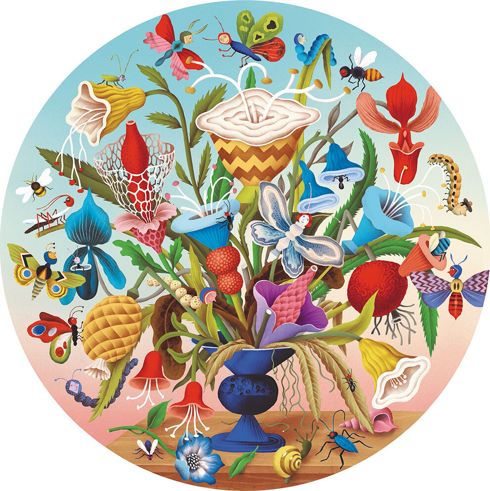Eeboo - Puslespil - Rundt - Crazy Bug Bouquet - 500 Brikker