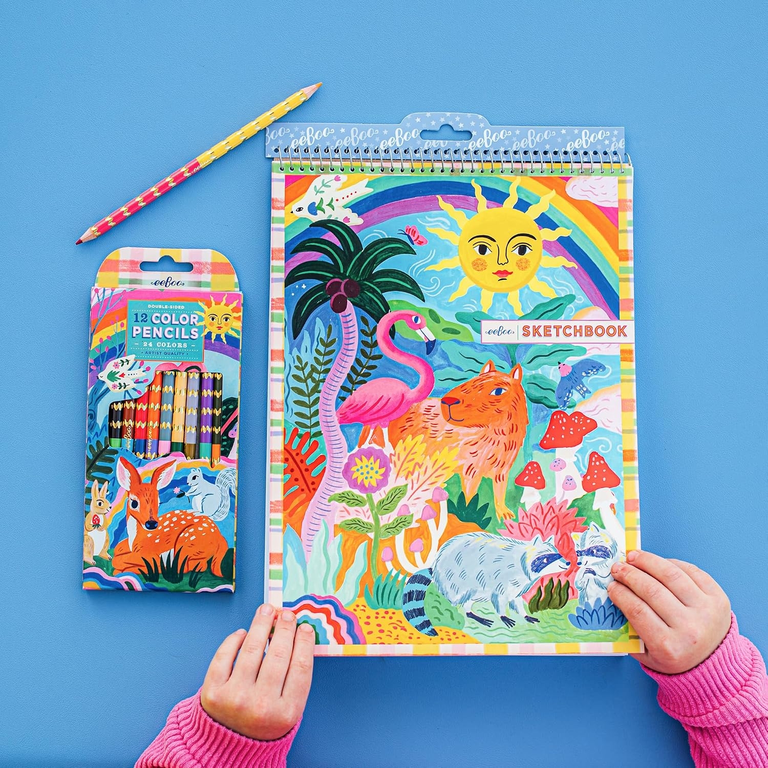Eeboo - Sketchbook - Kapivar Og Sol - Skitseblok Med 60 Sider
