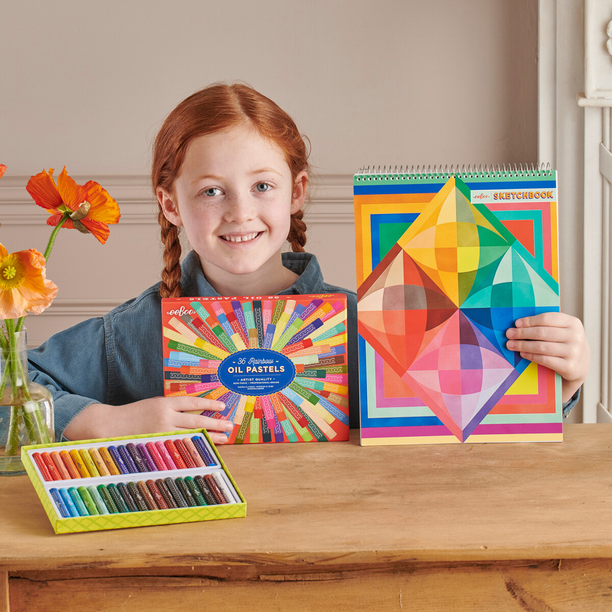 Eeboo - Skitsebog Med Spiralryg Til Børn - Rainbow Colors