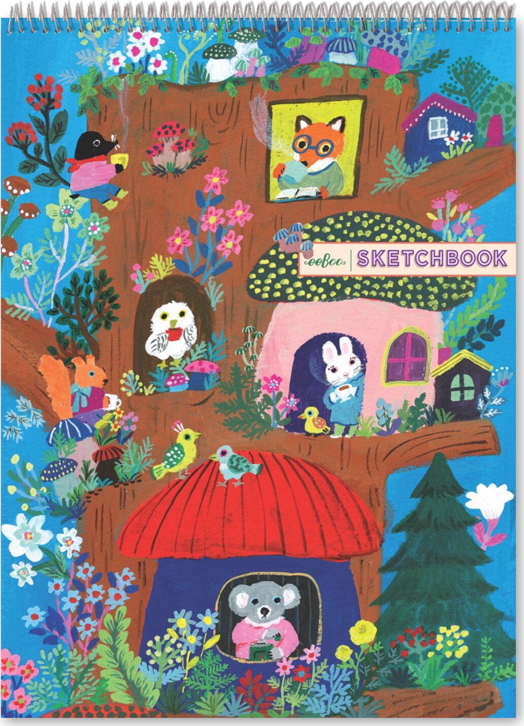 Eeboo - Skitsebog Med Spiralryg Til Børn - Yumi S Mushroom House