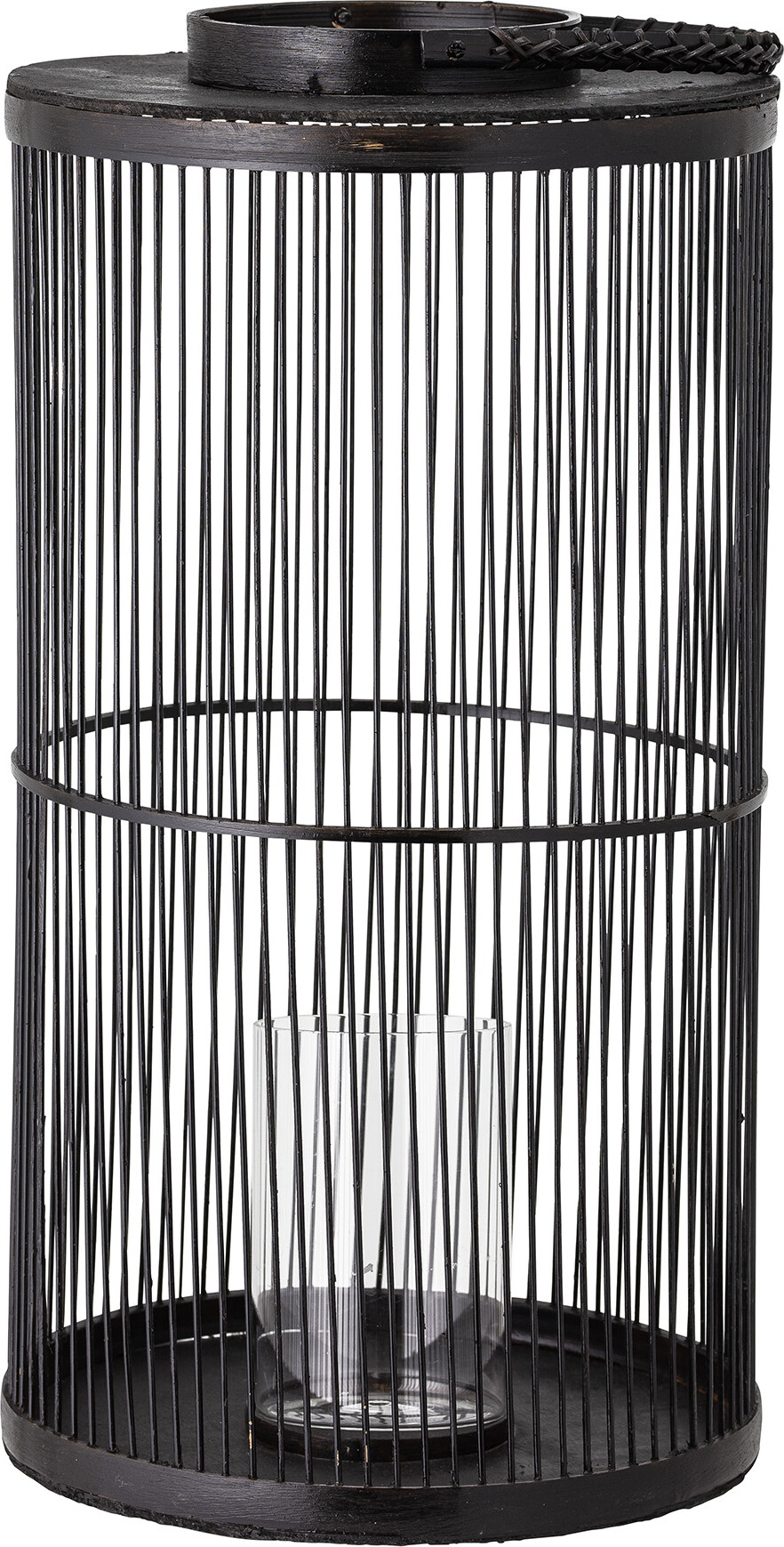 Bloomingville - Effie Lanterne Med Glas - Sort - Bambus