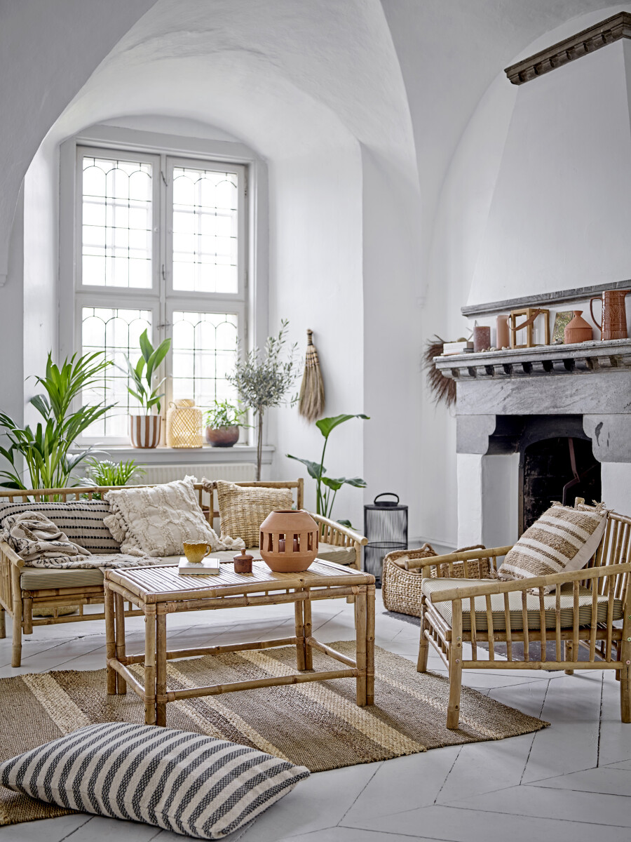 Bloomingville - Effie Lanterne Med Glas - Sort - Bambus