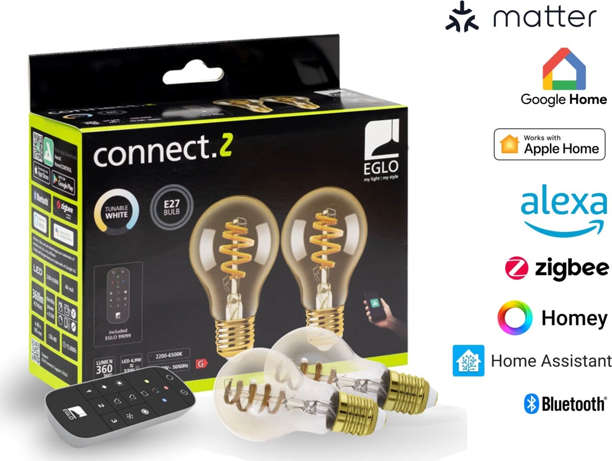 Eglo Connect-Z E27 Led A60 Amber - 2 Stk Spiral Smartpærer Med