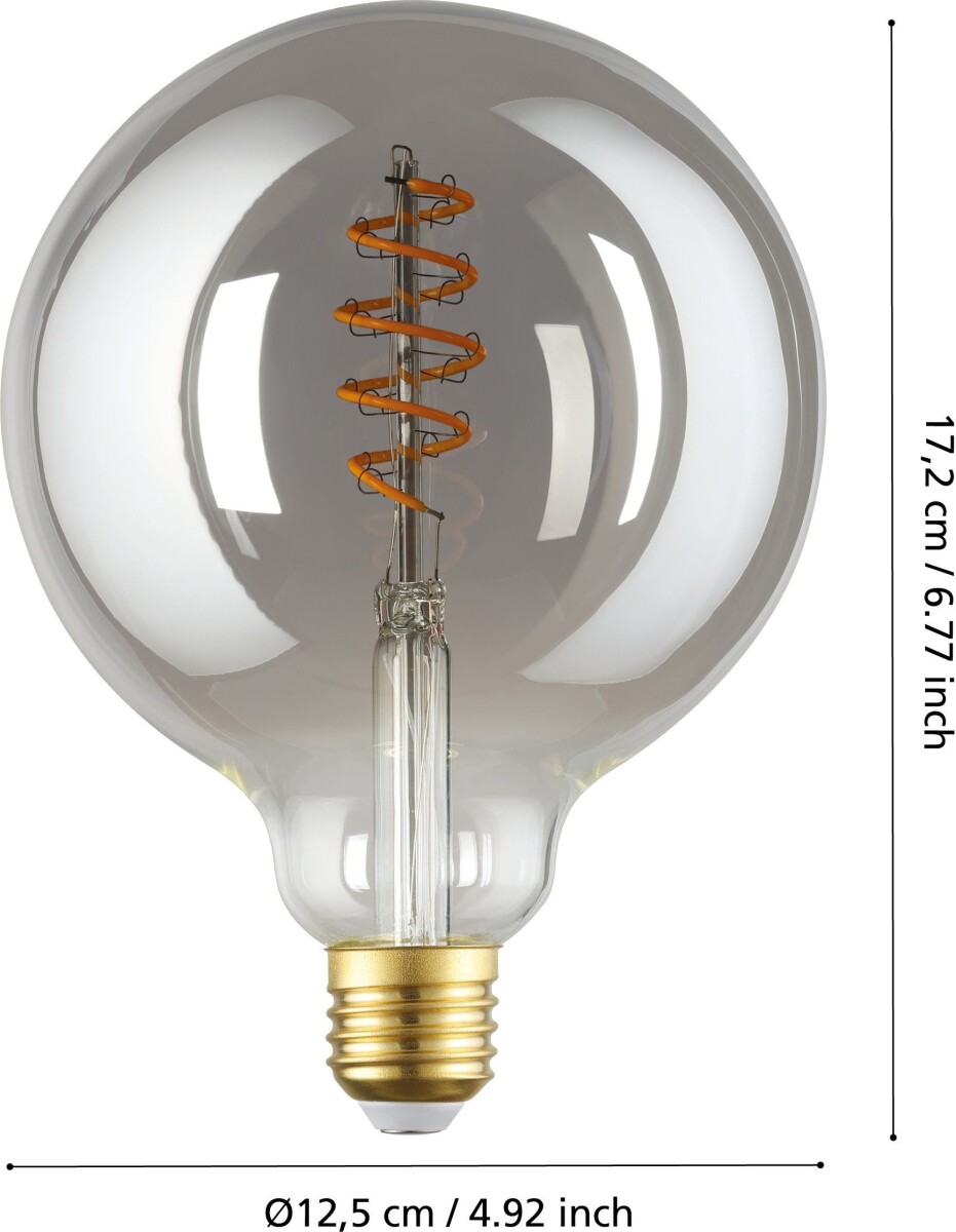 Eglo - G125 - E27 Led Pære - Spiral Røg Varm Hvid - Dæmpbar - Zigbee Bt